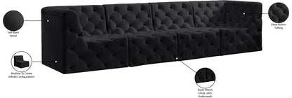 Luna Black Velvet Modular Sofa S128