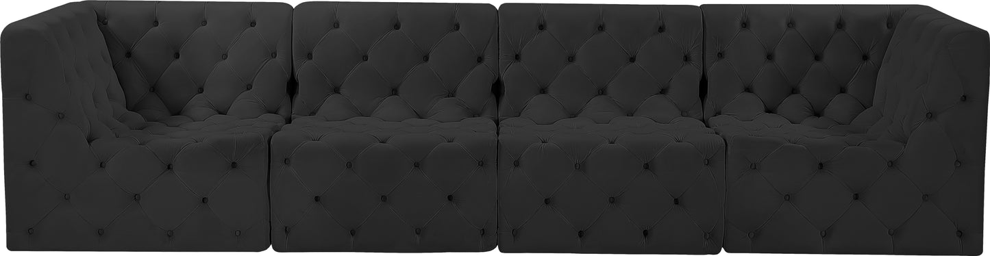 luna black velvet modular sofa s128