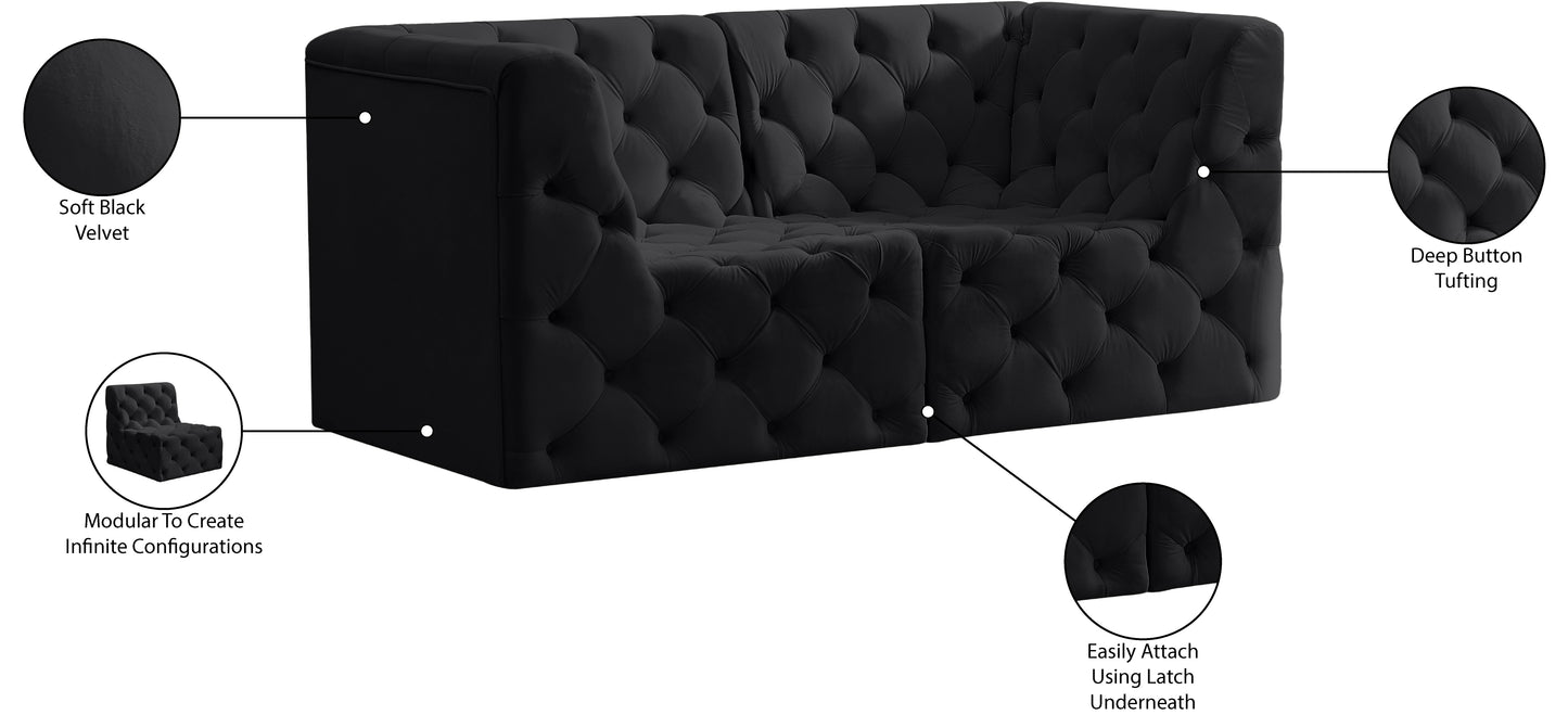 luna black velvet modular sofa s70