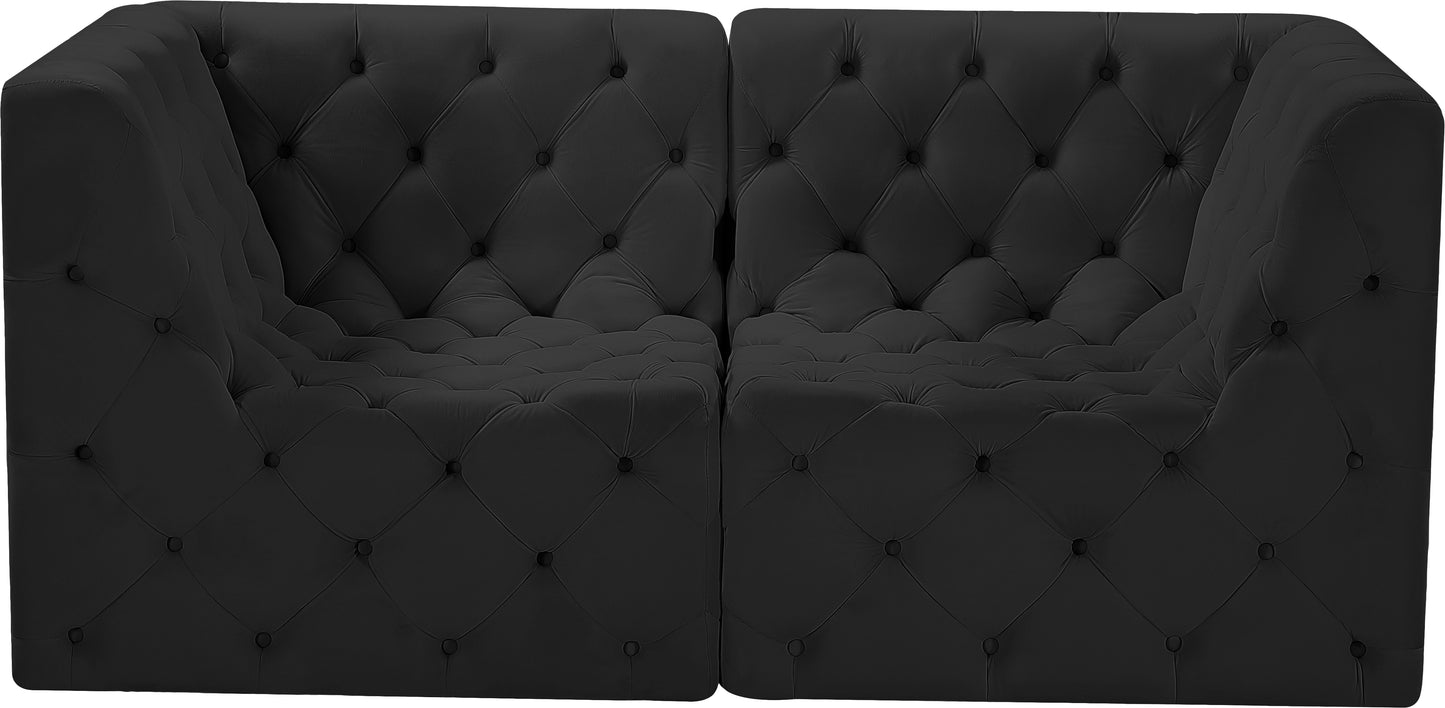 luna black velvet modular sofa s70