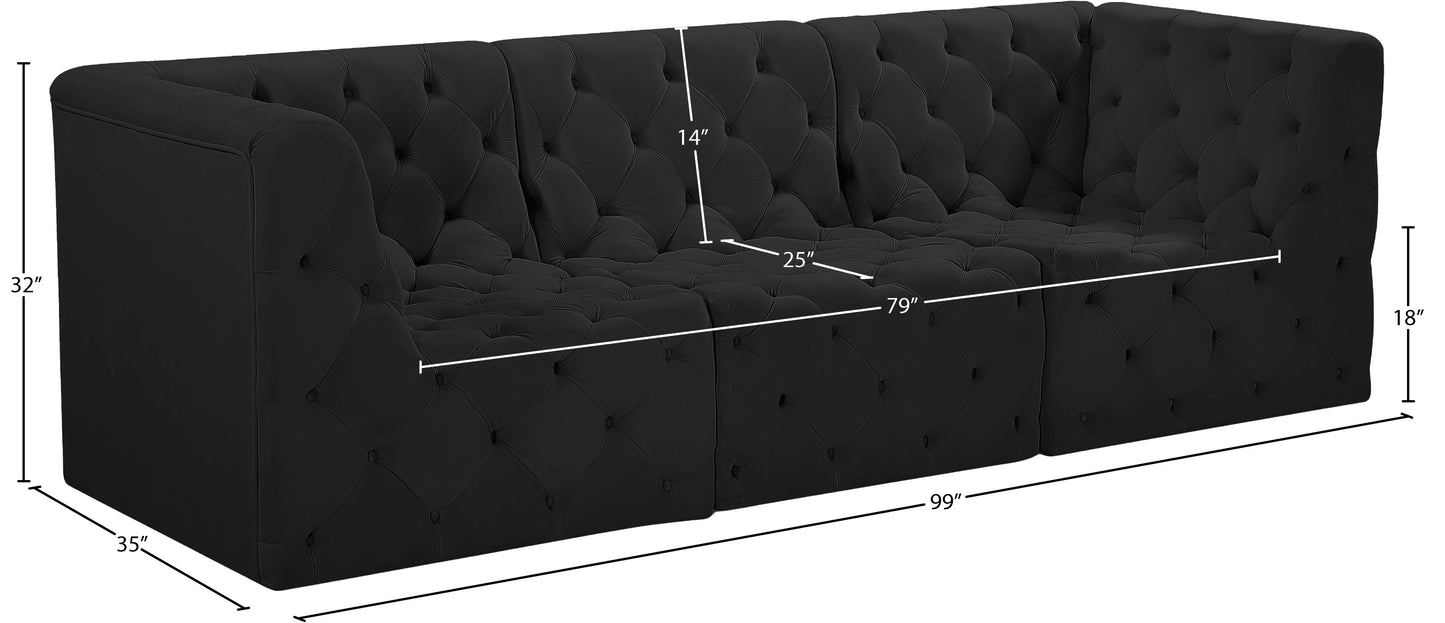 luna black velvet modular sofa s99