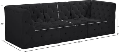 Luna Black Velvet Modular Sofa S99