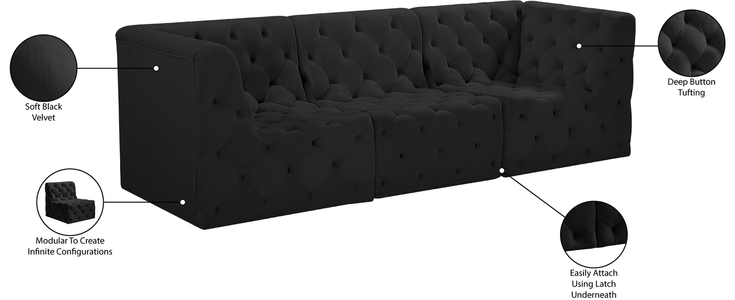 luna black velvet modular sofa s99