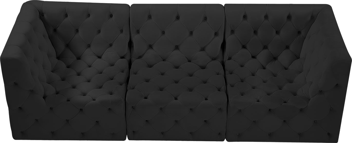 luna black velvet modular sofa s99