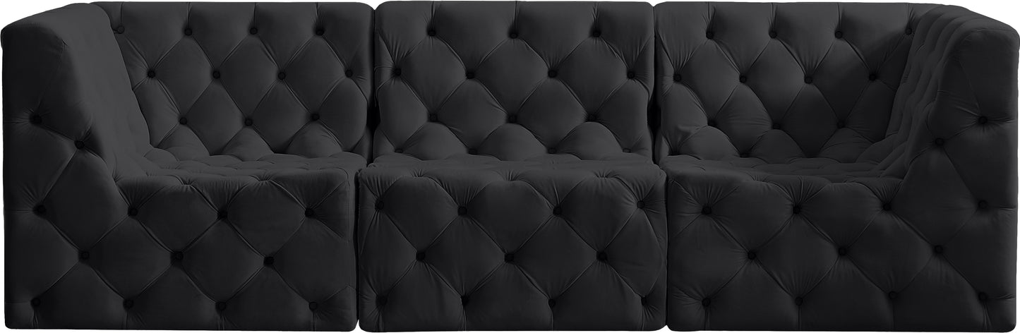 luna black velvet modular sofa s99