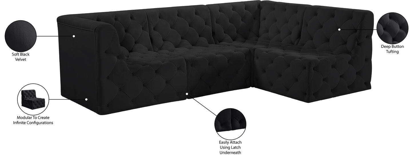 luna black velvet modular sectional sec4a