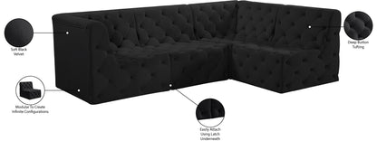 Luna Black Velvet Modular Sectional Sec4A