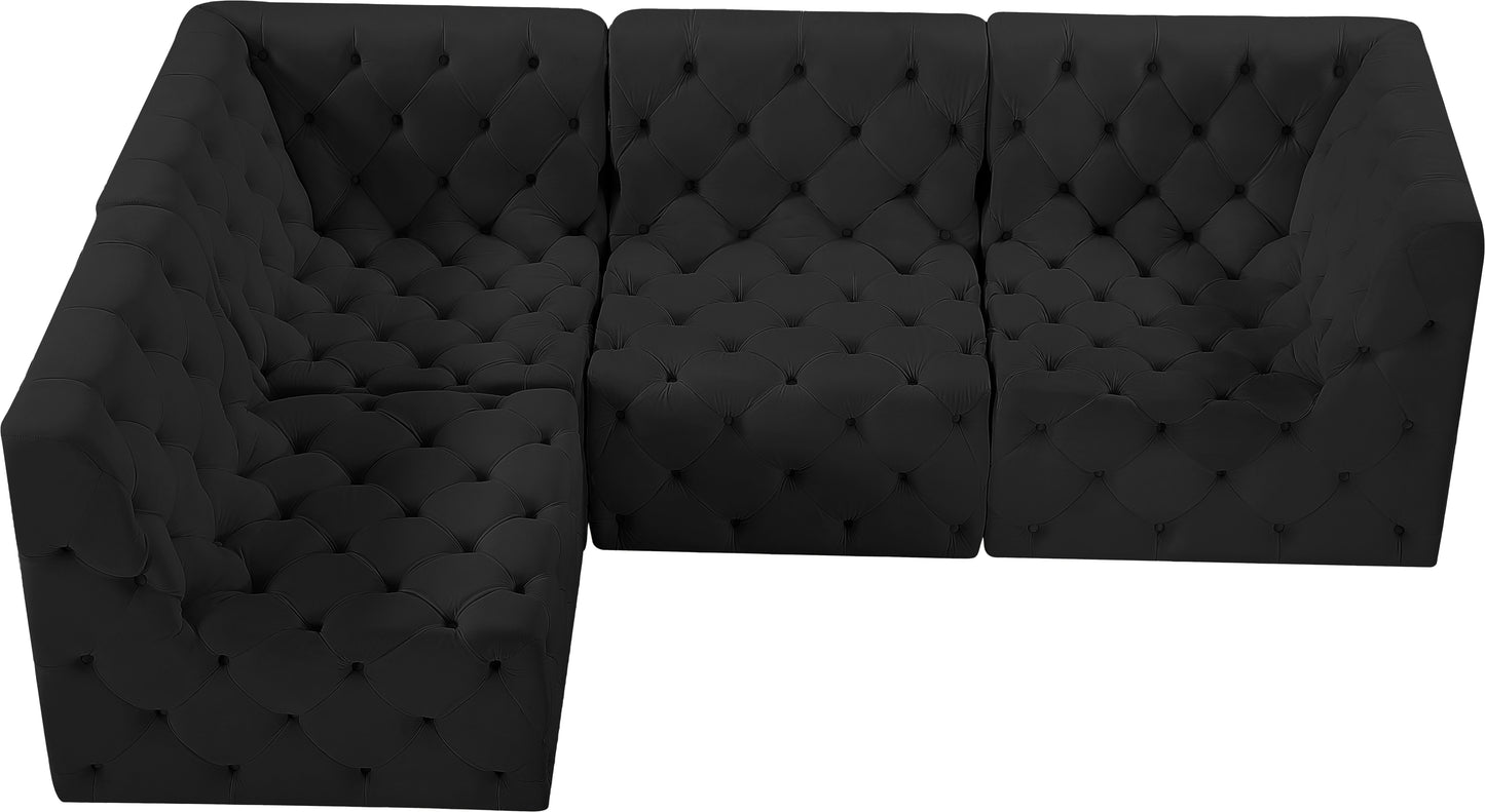 luna black velvet modular sectional sec4a