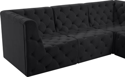 Luna Black Velvet Modular Sectional Sec4A