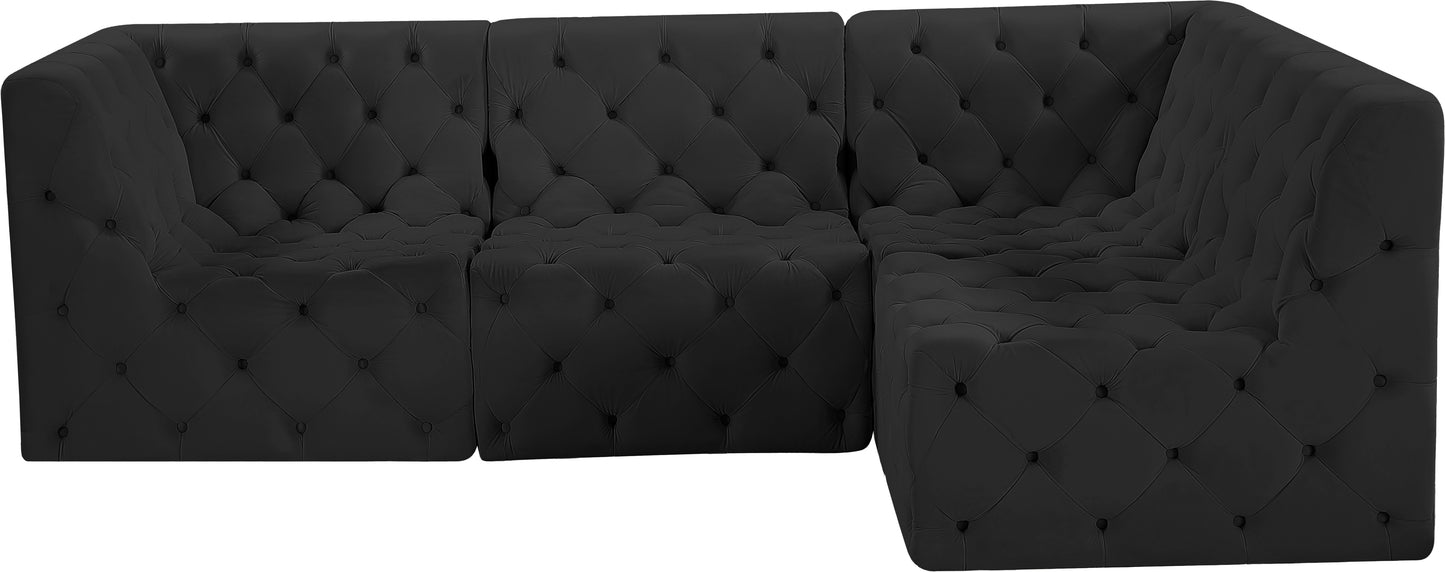 luna black velvet modular sectional sec4a