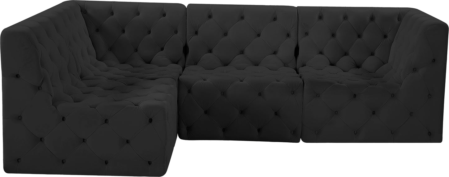 luna black velvet modular sectional sec4a