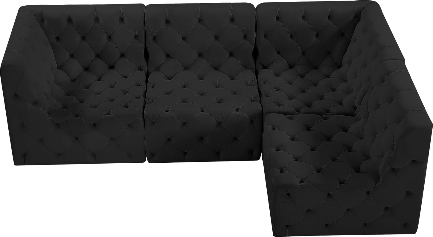 luna black velvet modular sectional sec4a