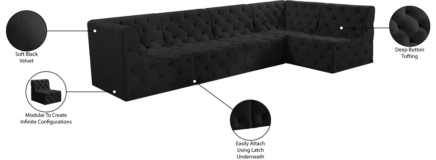 luna black velvet modular sectional sec5a