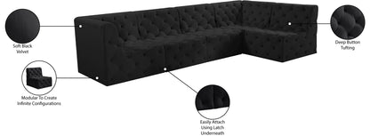 Luna Black Velvet Modular Sectional Sec5A