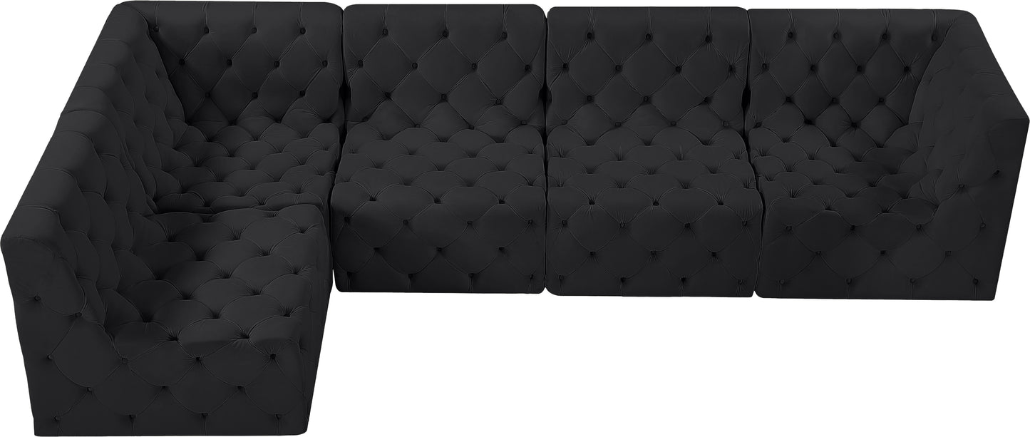 luna black velvet modular sectional sec5a