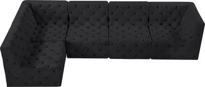 Luna Black Velvet Modular Sectional Sec5A