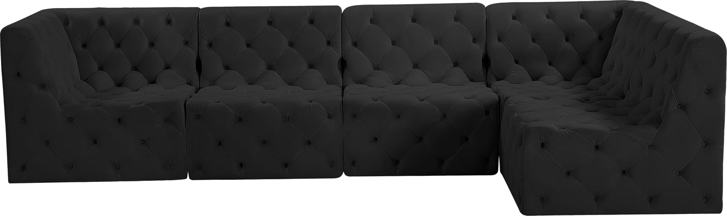 luna black velvet modular sectional sec5a