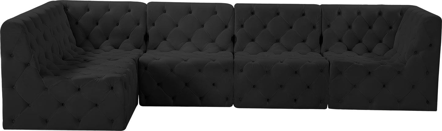 luna black velvet modular sectional sec5a