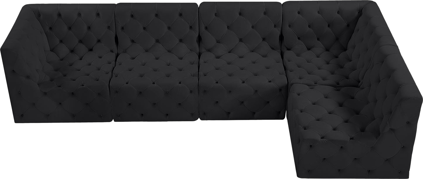 luna black velvet modular sectional sec5a