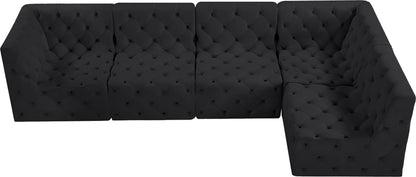 Luna Black Velvet Modular Sectional Sec5A