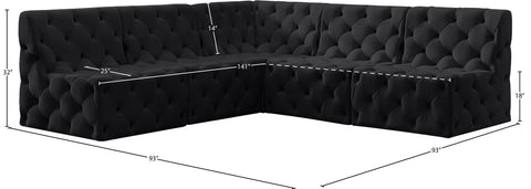 Luna Black Velvet Modular Sectional Sec5B