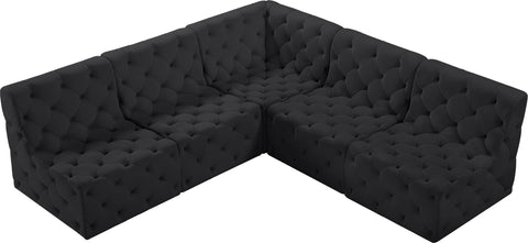 Luna Black Velvet Modular Sectional Sec5B