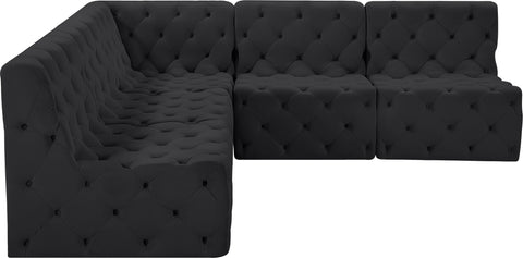 Luna Black Velvet Modular Sectional Sec5B
