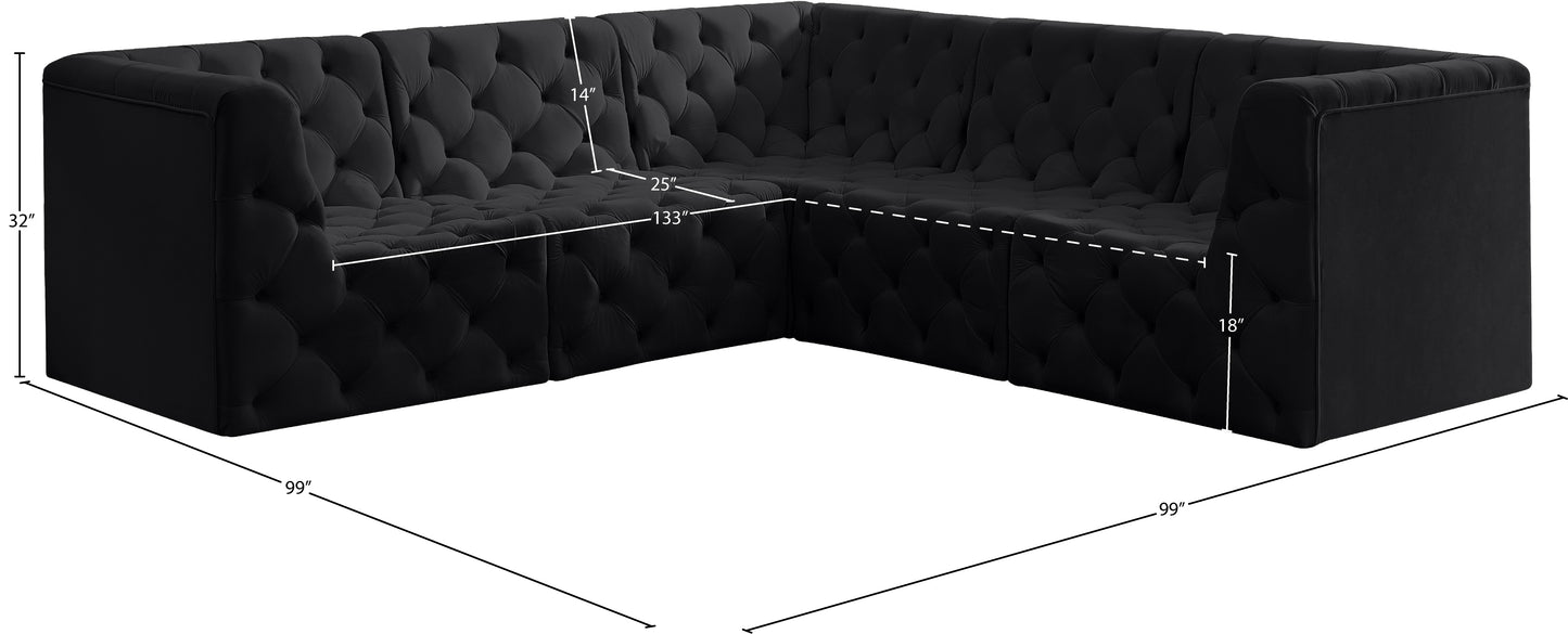 luna black velvet modular sectional sec5c