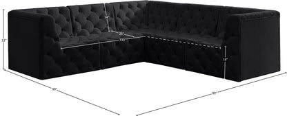 Luna Black Velvet Modular Sectional Sec5C