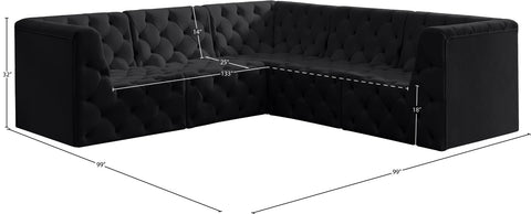 Luna Black Velvet Modular Sectional Sec5C