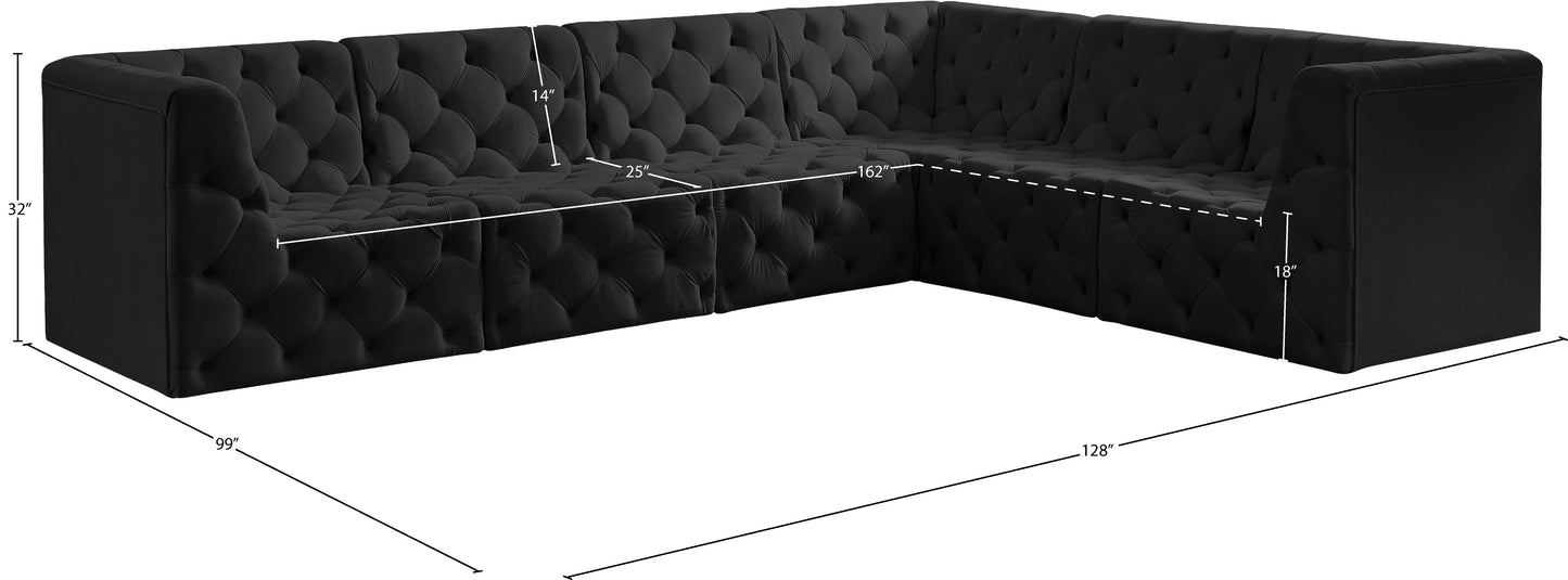 luna black velvet modular sectional sec6a