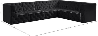 Luna Black Velvet Modular Sectional Sec6A