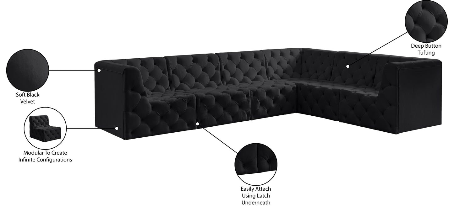 luna black velvet modular sectional sec6a