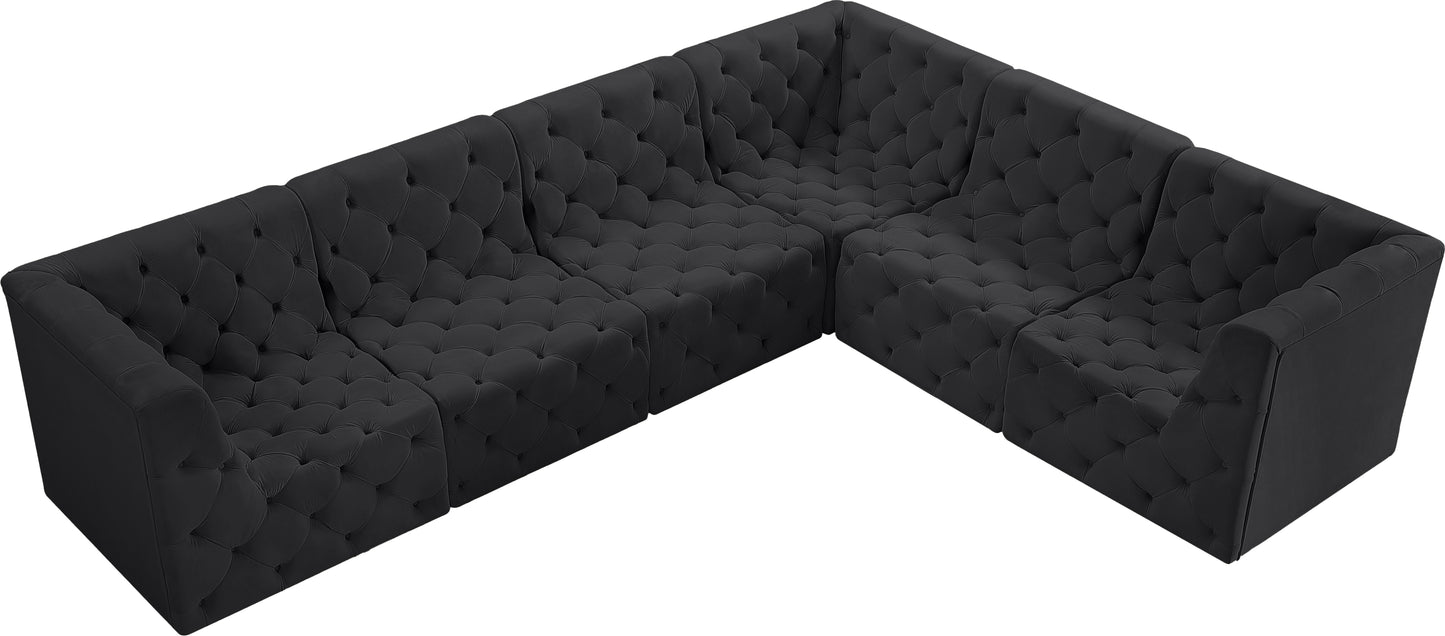 luna black velvet modular sectional sec6a