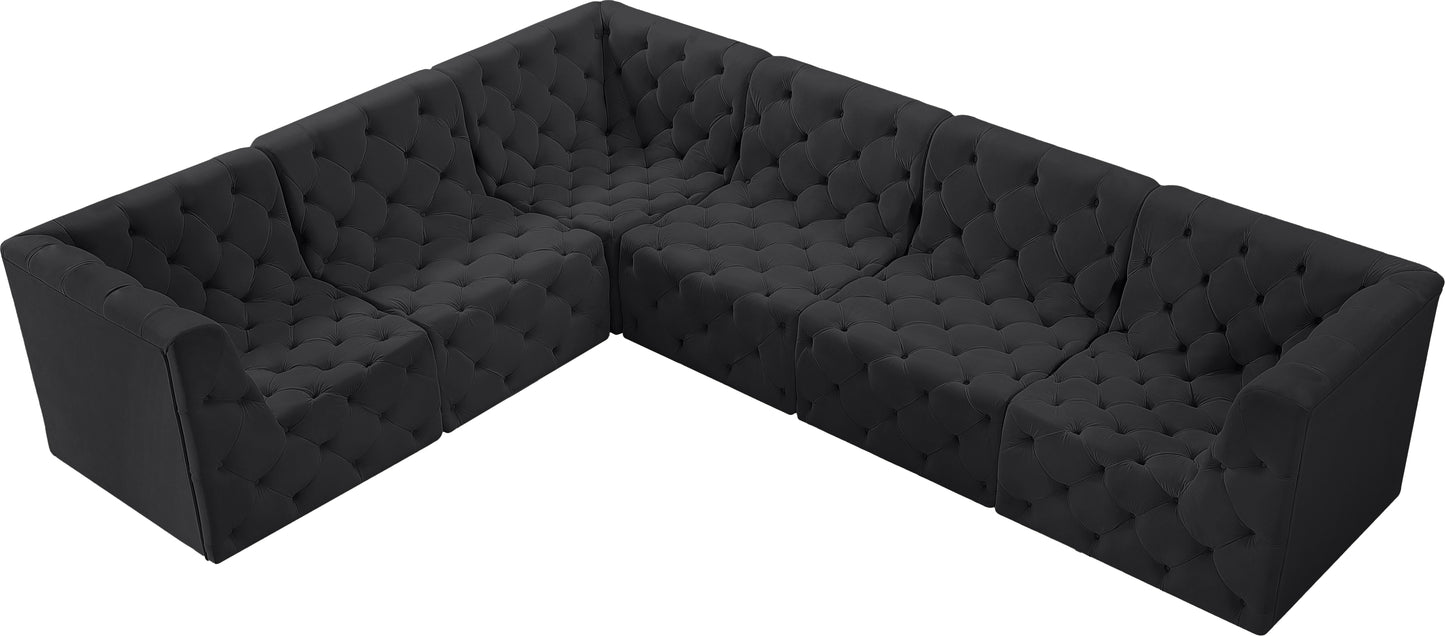 luna black velvet modular sectional sec6a