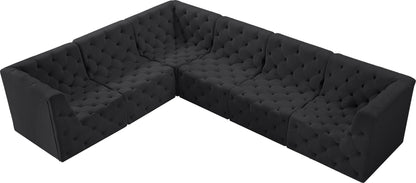 Luna Black Velvet Modular Sectional Sec6A