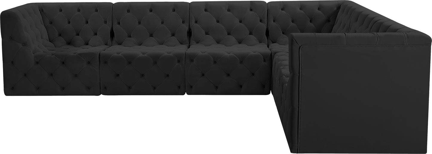 luna black velvet modular sectional sec6a