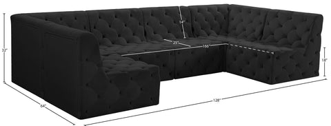 Luna Black Velvet Modular Sectional Sec6B