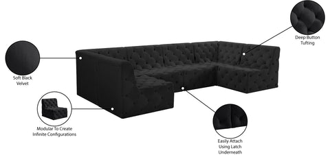 Luna Black Velvet Modular Sectional Sec6B