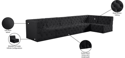 Luna Black Velvet Modular Sectional Sec6C