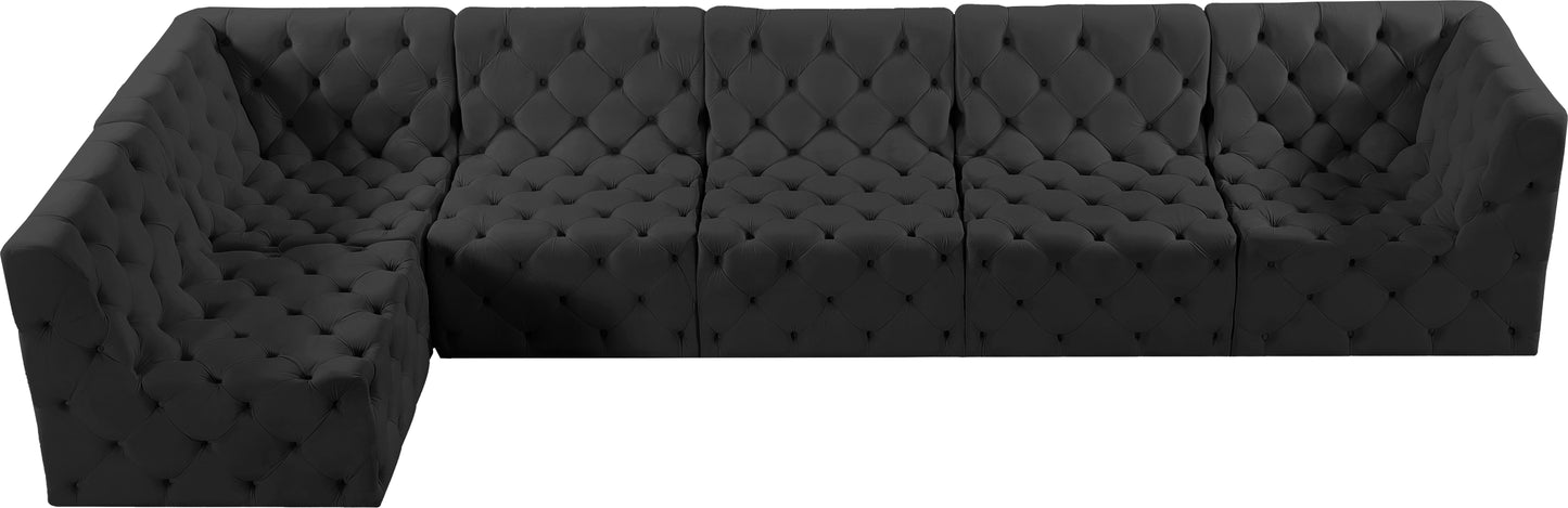 luna black velvet modular sectional sec6c