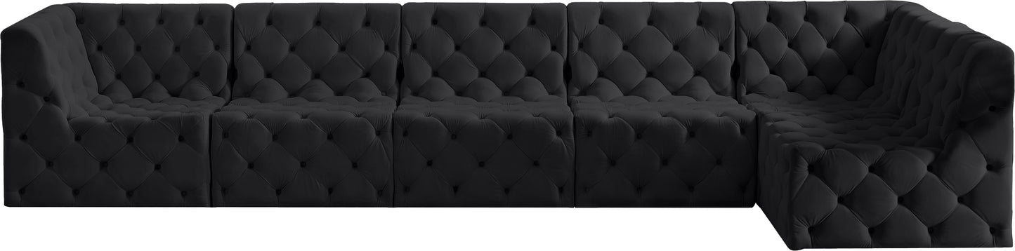 luna black velvet modular sectional sec6c