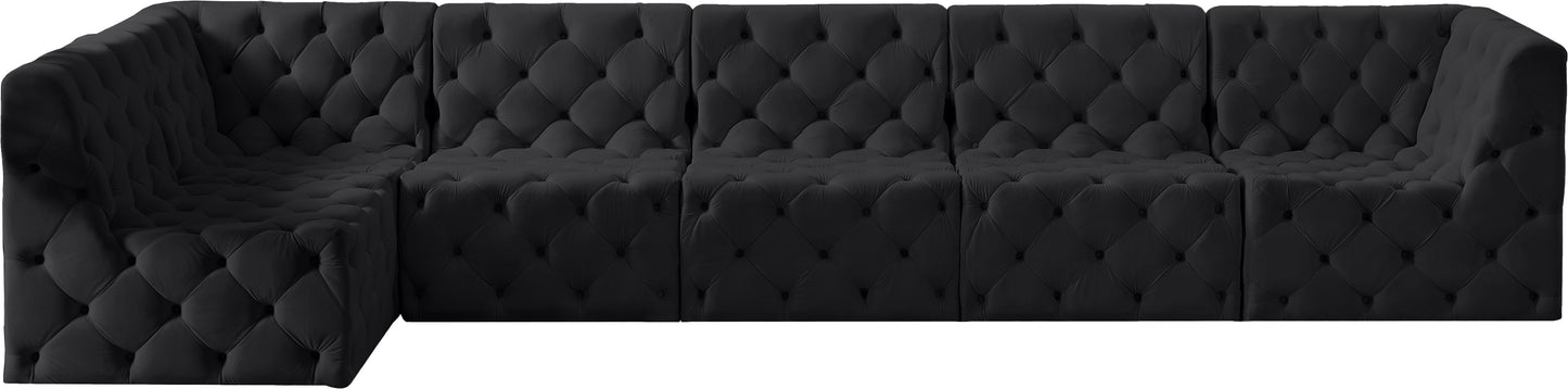 luna black velvet modular sectional sec6c