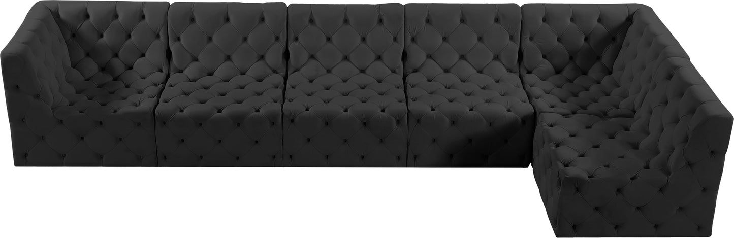 luna black velvet modular sectional sec6c