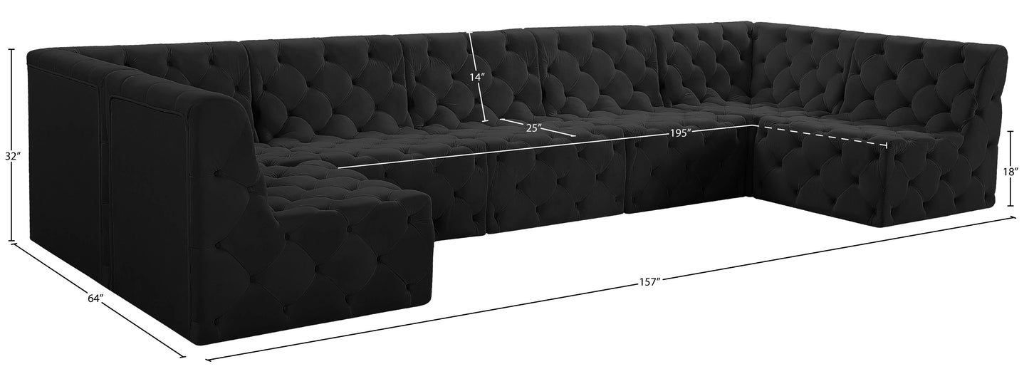 luna black velvet modular sectional sec7a