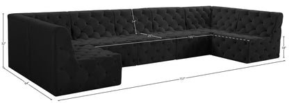 Luna Black Velvet Modular Sectional Sec7A