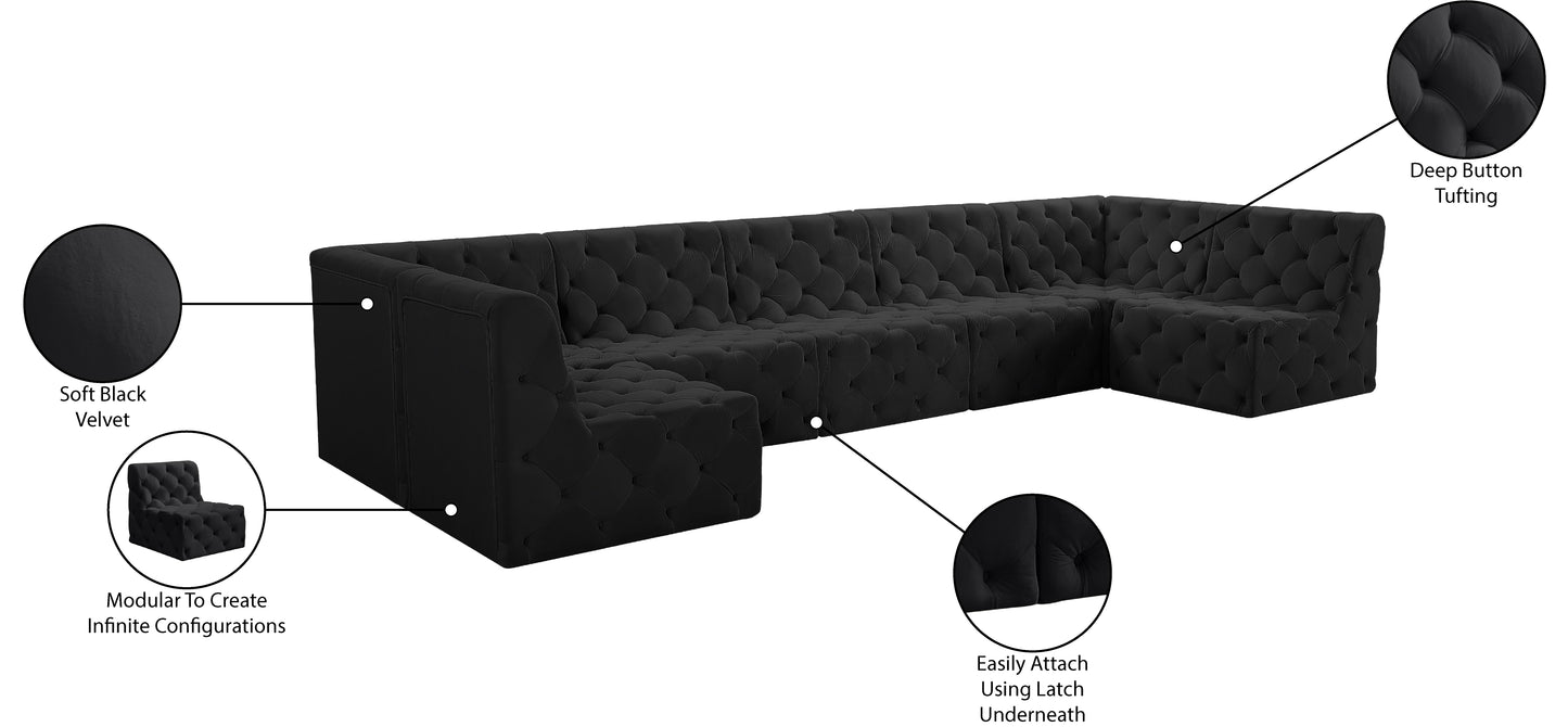 luna black velvet modular sectional sec7a