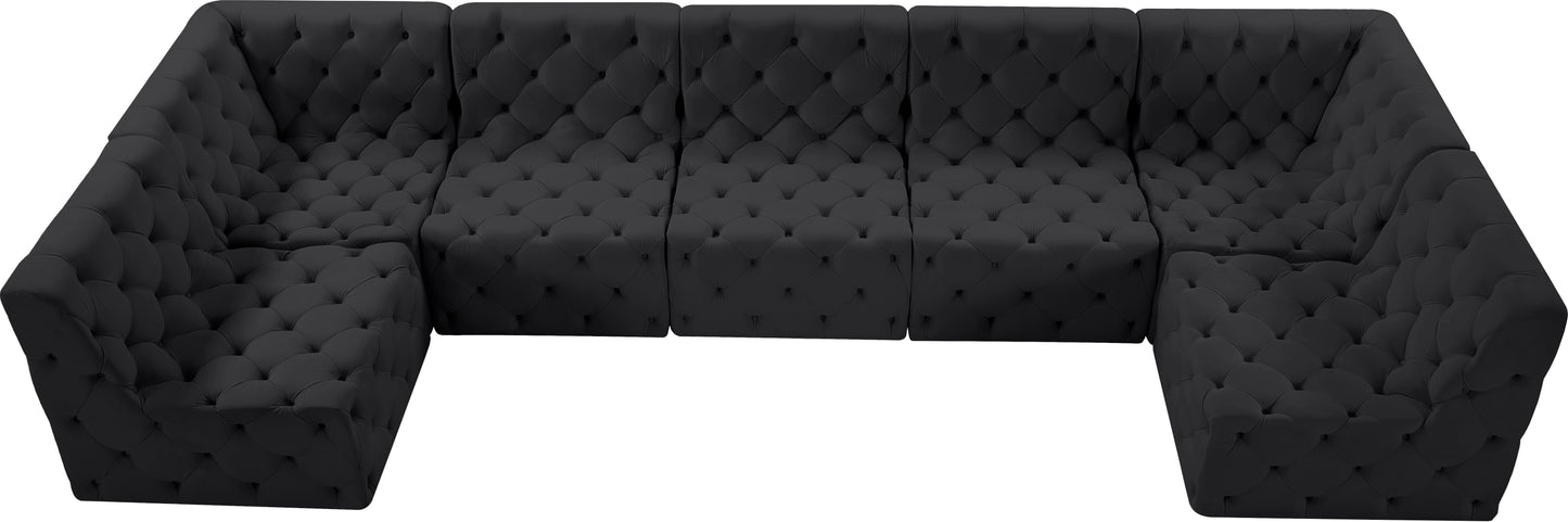 luna black velvet modular sectional sec7a