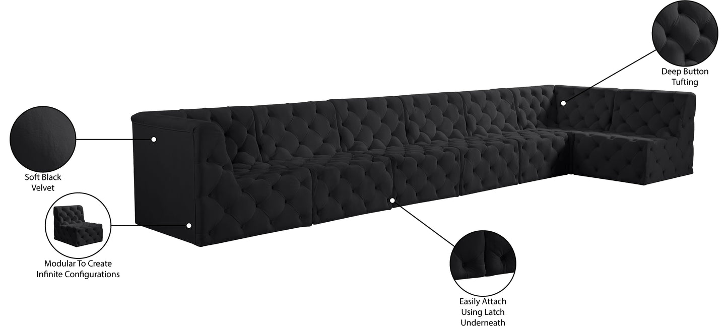 luna black velvet modular sectional sec7b