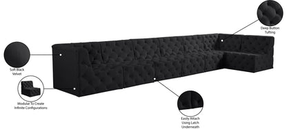 Luna Black Velvet Modular Sectional Sec7B